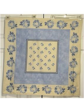 Yves Delorme France Euro Pillow Sham “Louise” Blue Floral Roses 100% Cotton 30”